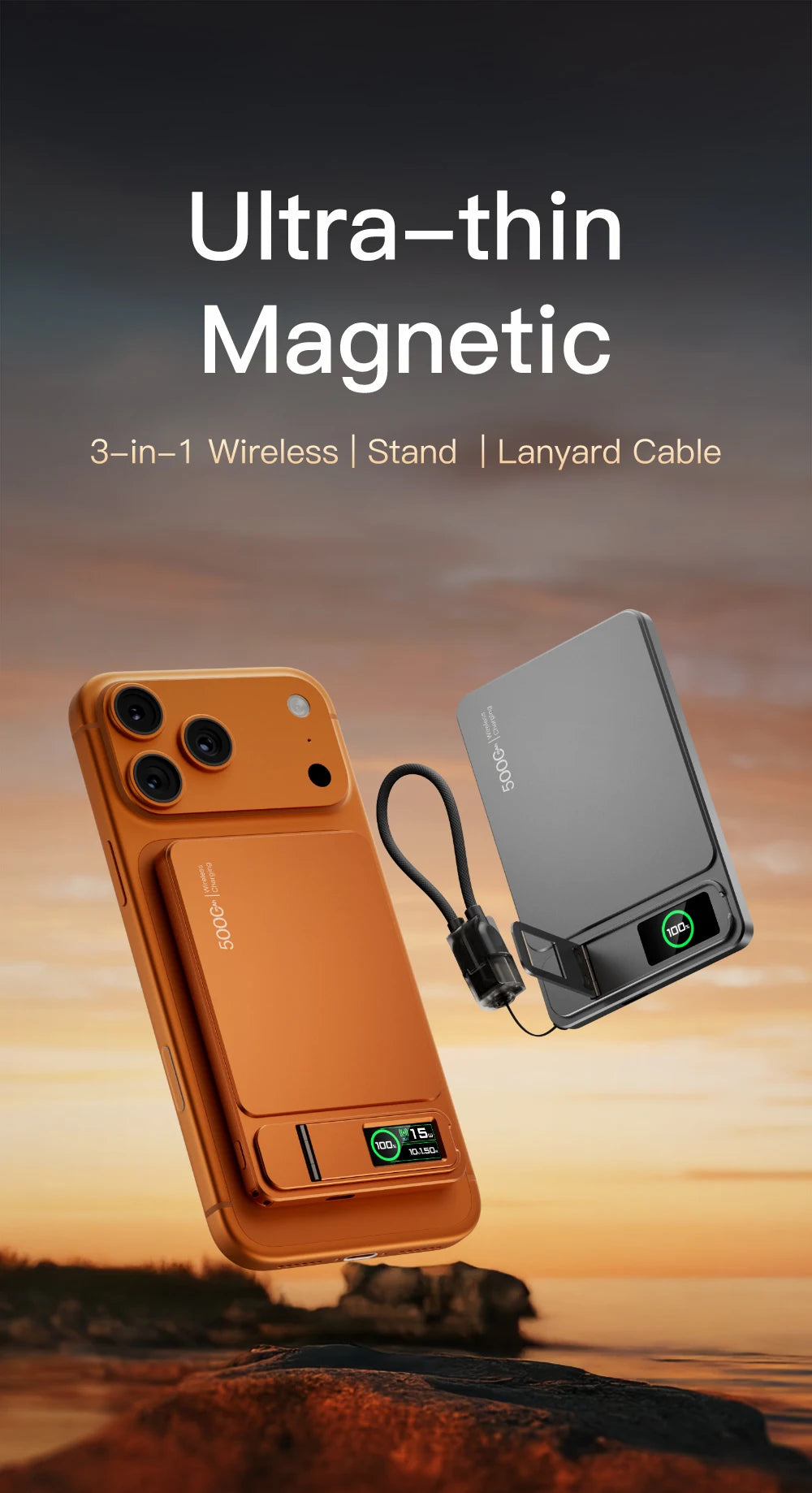 10000mAh Slim Power Bank — Lightweight Portable Charger for Everyday Carry