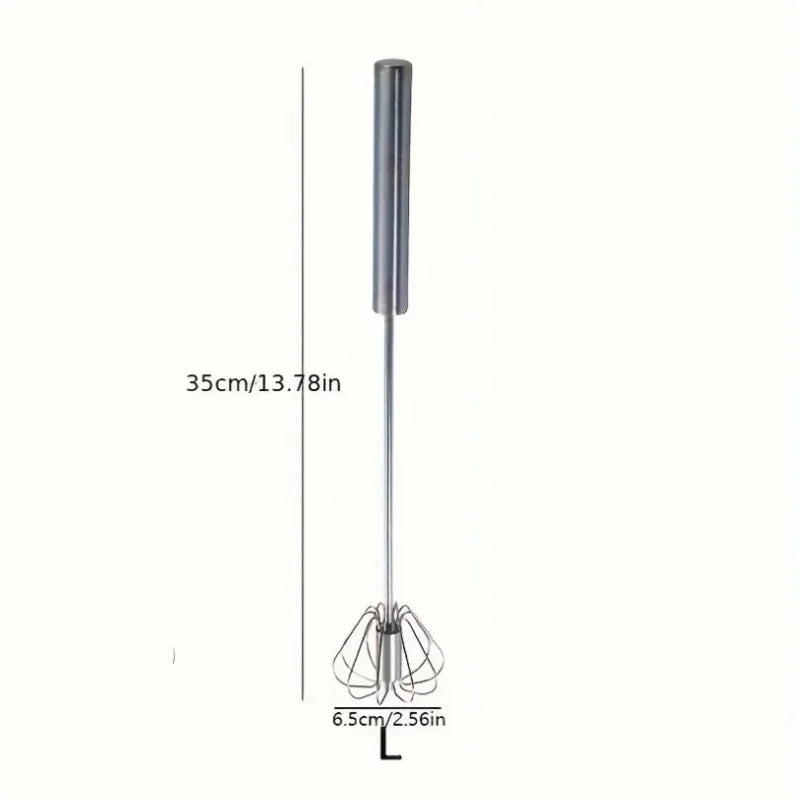Whisk Faster. Bake Better. — Stainless Steel Semi-Automatic Egg Beater | S/M/L Sizes, Hand Push Mixer, Milk Frother, Kitchen Baking Tool