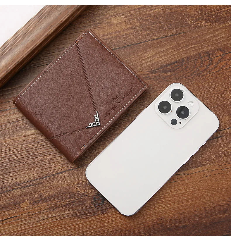 Men's Slim Money Clip Bifold Wallet – Leather Card Holder & Multi-Card Business Wallet