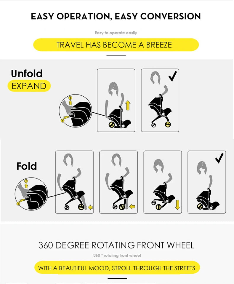 Compact Baby Stroller — Lightweight Reversible Travel Pram for Newborns & Toddlers