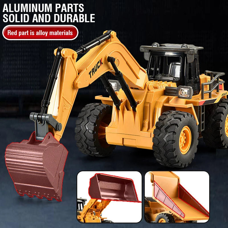 2.4G RC Construction Truck – Alloy Excavator, Bulldozer & Dump Truck for Kids