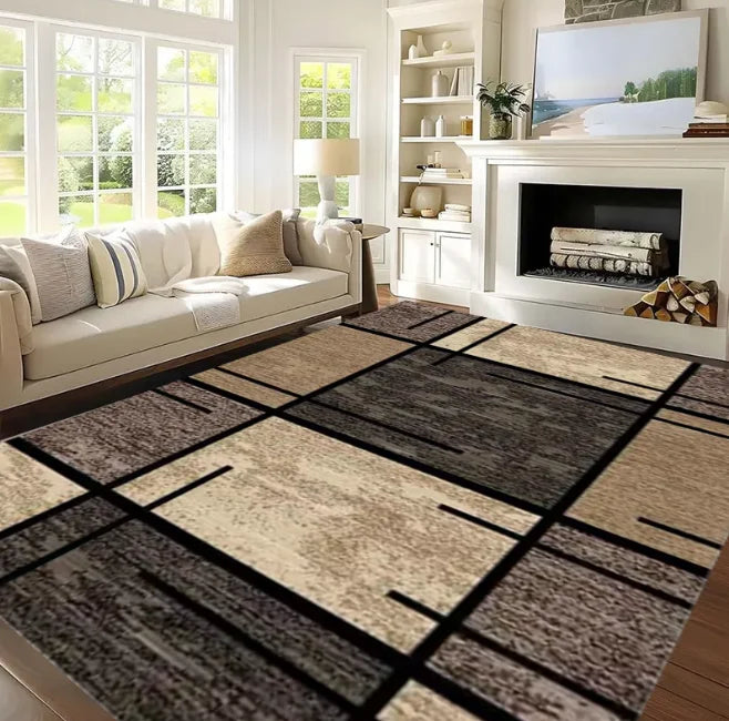 Modern Printed Floor Mat – Soft Lines Design, Living Room, Bedroom, Kitchen, Terrace & Office