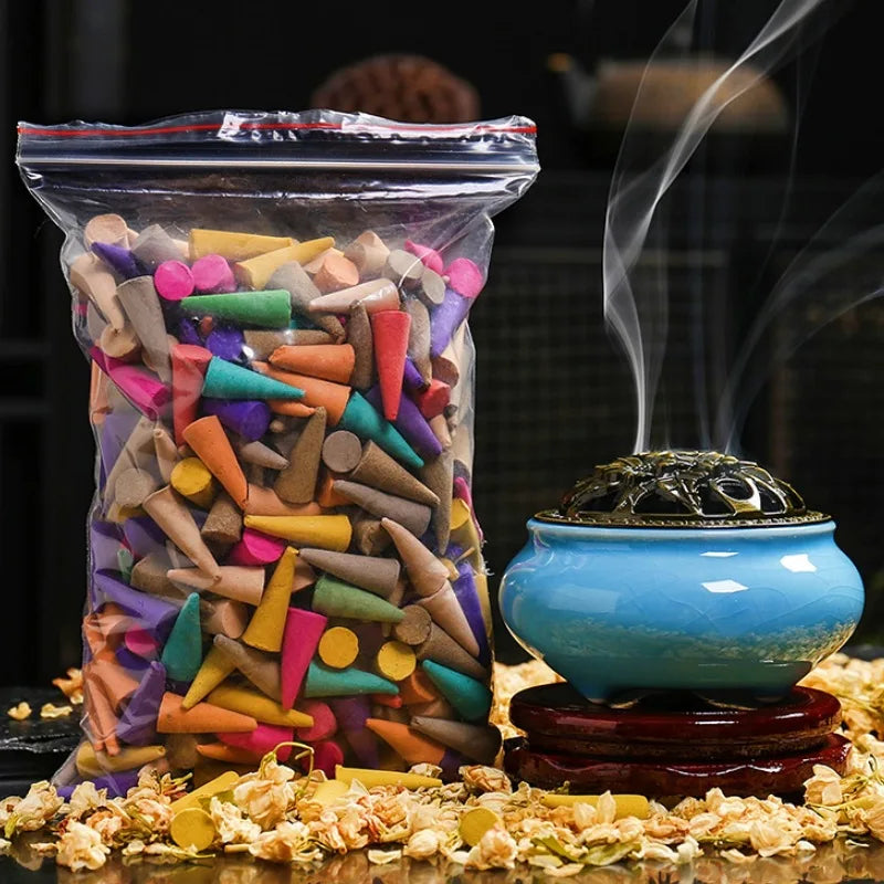 Natural Reflux Tower Incense Cones — Rose, Lavender & Aromatherapy Blends for Meditation & Odor Relief