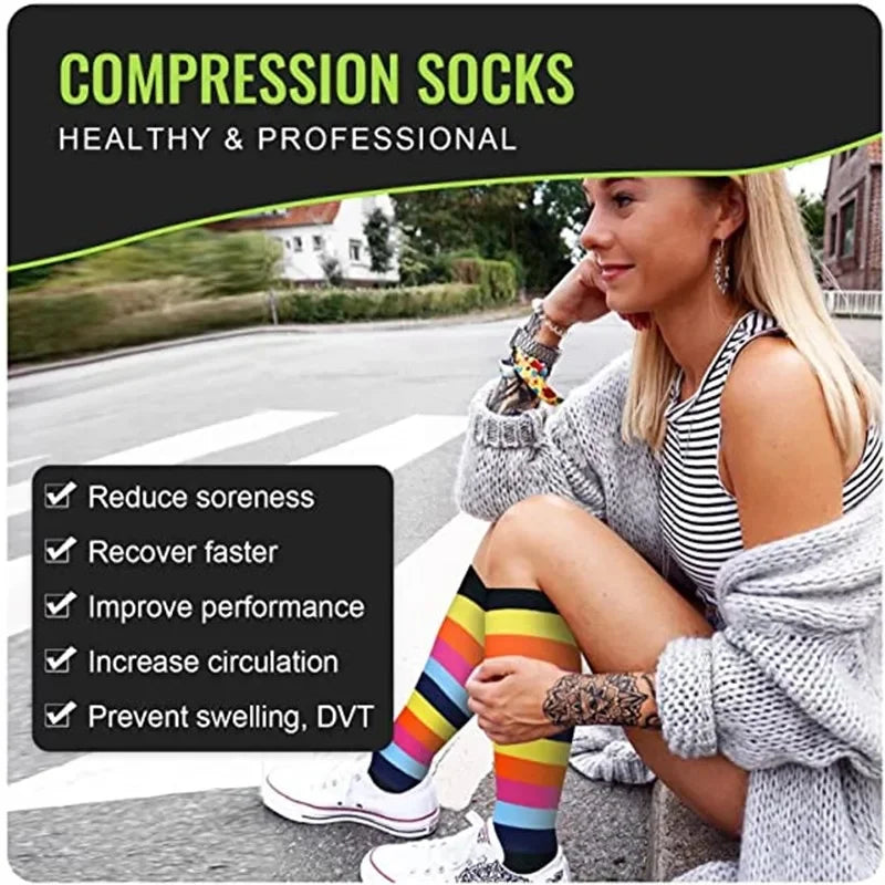 Knee High Compression Socks 20-30mmHg – 3 Pairs for Diabetes, Varicose Veins, Edema, Nurse & Running