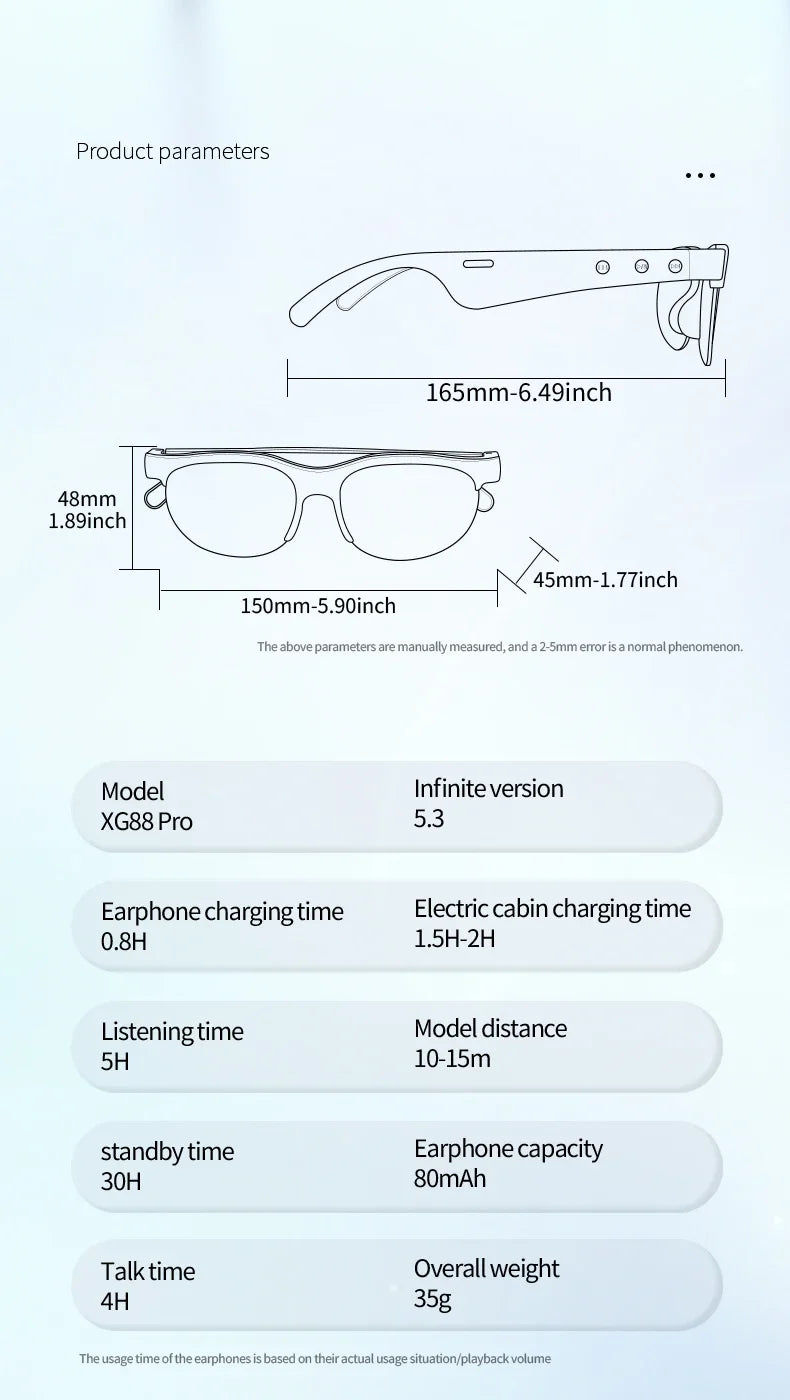 Lenovo XG88 Pro Smart Glasses – AI Translation, Bluetooth 5.3, Music & Calls for Men & Women