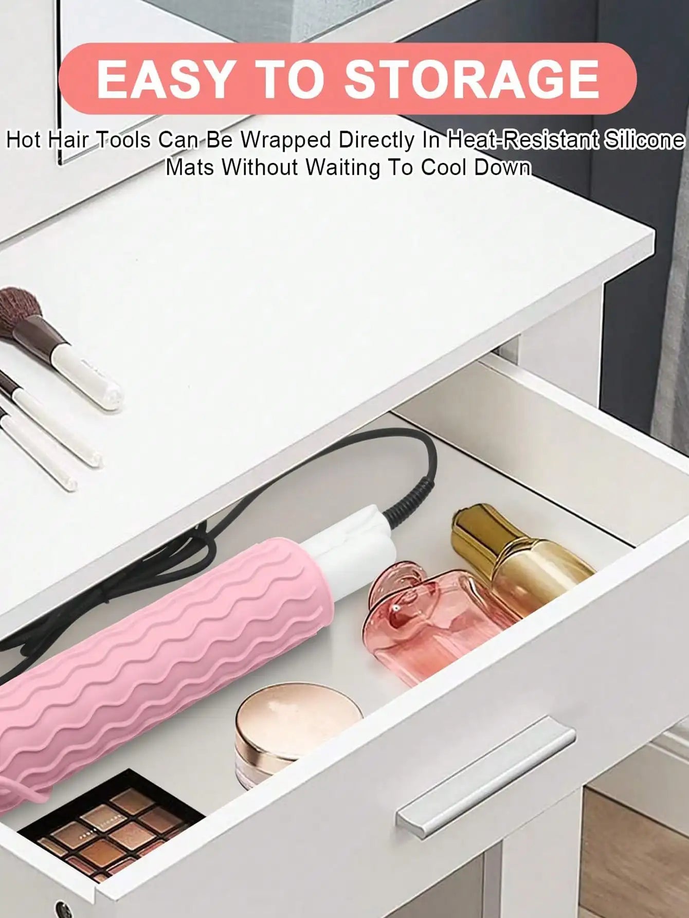 Silicone Heat Resistant Mat — Travel Hair Tool Pad for Flat Iron & Curling Iron
