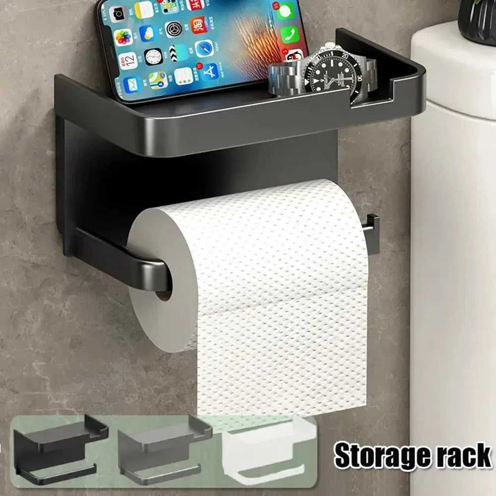 Wall-Mounted Toilet Paper & Storage Rack — Multi-Use Bathroom & Kitchen Organizer