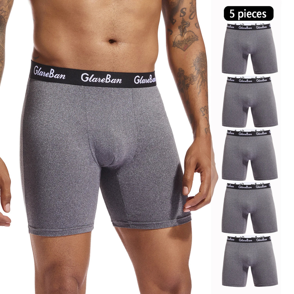 Men's Long-Leg Stretch Boxer Briefs, 5-Pack