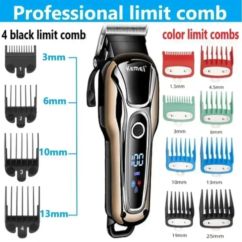 Kemei KM-1990 Professional Hair Clipper – LCD Display, 120-Min Battery, Almighty Grooming Set