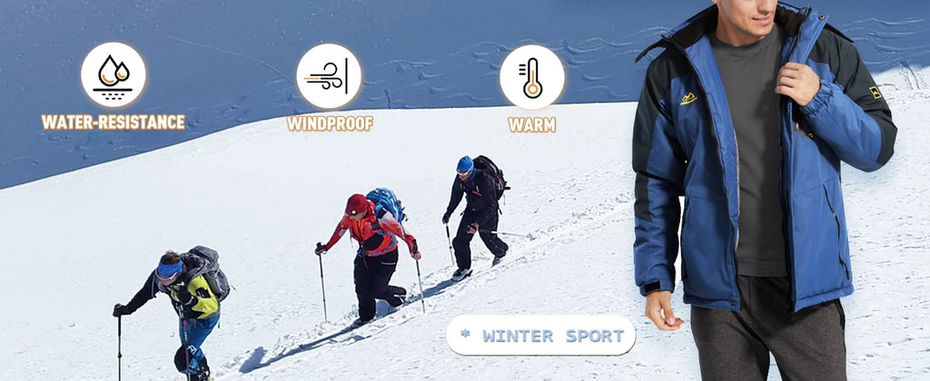 TACVASEN Fleece-Lined Mountain Hiking Jacket – Removable Hood Ski Snowboard Parka for Men