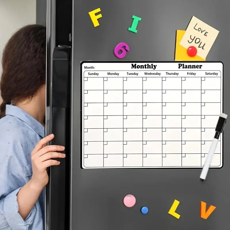 Stay Organized in Style — Magnetic Dry Erase Monthly Calendar | Refrigerator Planner, Whiteboard Calendar, Kitchen Organization & Decor