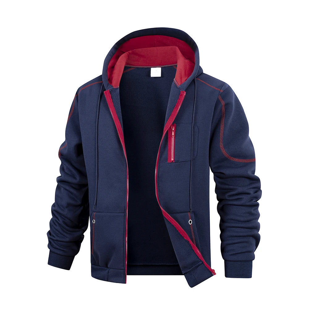 Men's Solid Color Zip Hoodie Jacket — Classic Everyday Zip-Up