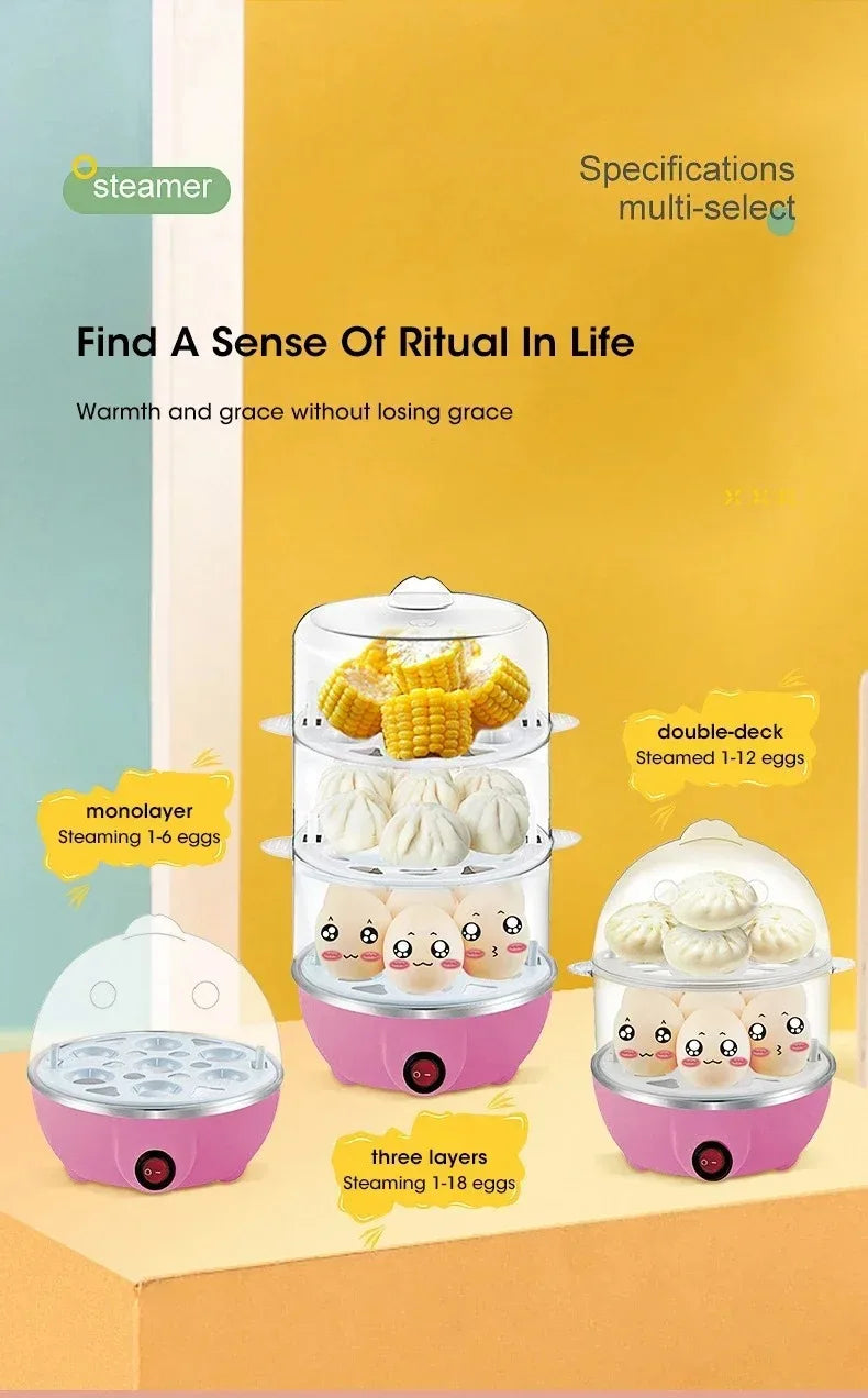 7-Egg Double Layer Electric Egg Steamer – Boiling, Poaching & Custard Breakfast Maker