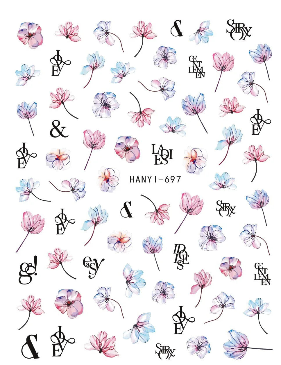 3D Summer Tropical Nail Art Sticker Decals — Palms, Butterflies & Flowers
