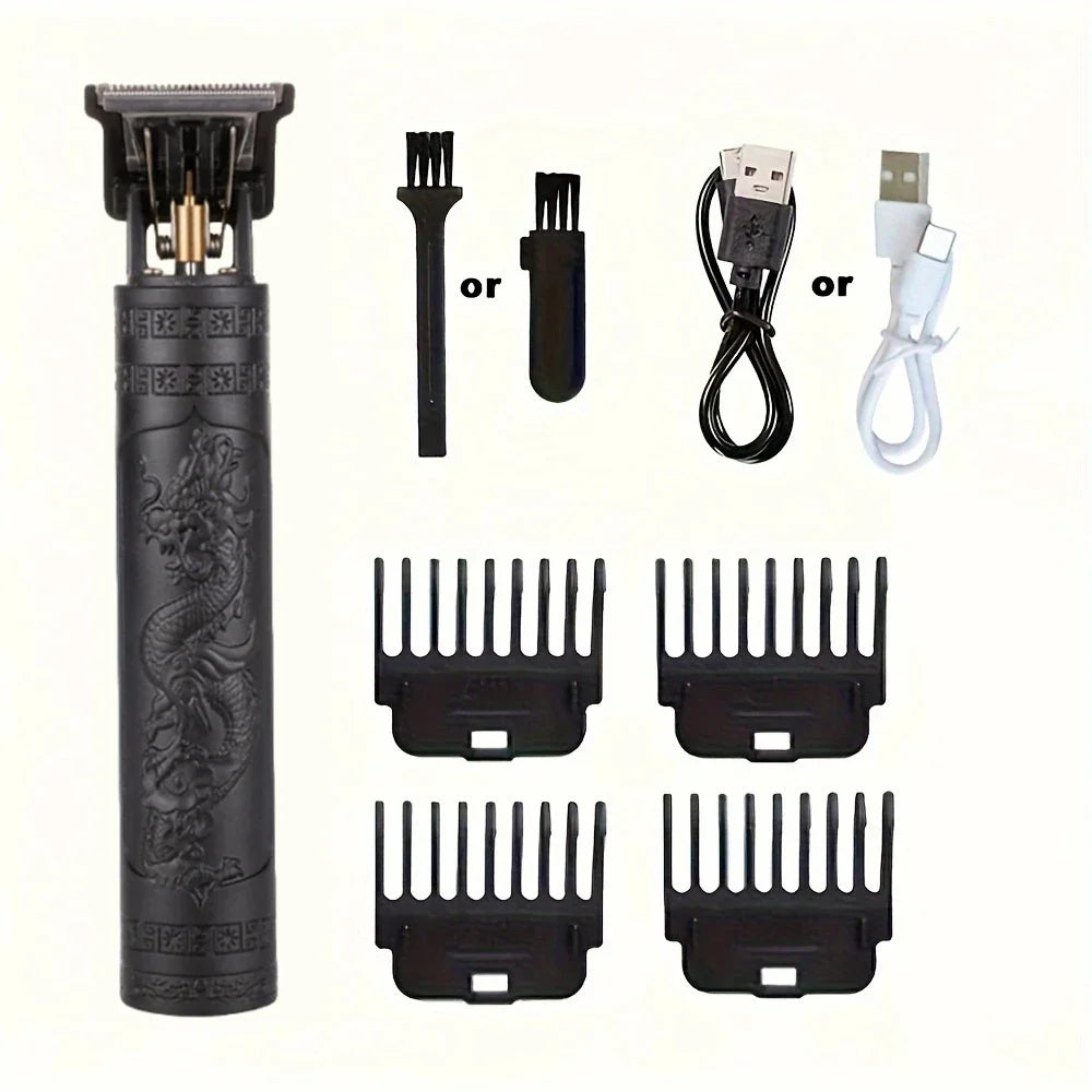 FKIV T9 Retro Hair Clipper Set – Wet/Dry, USB Fast Charge, 60-Min Runtime, 100-240V