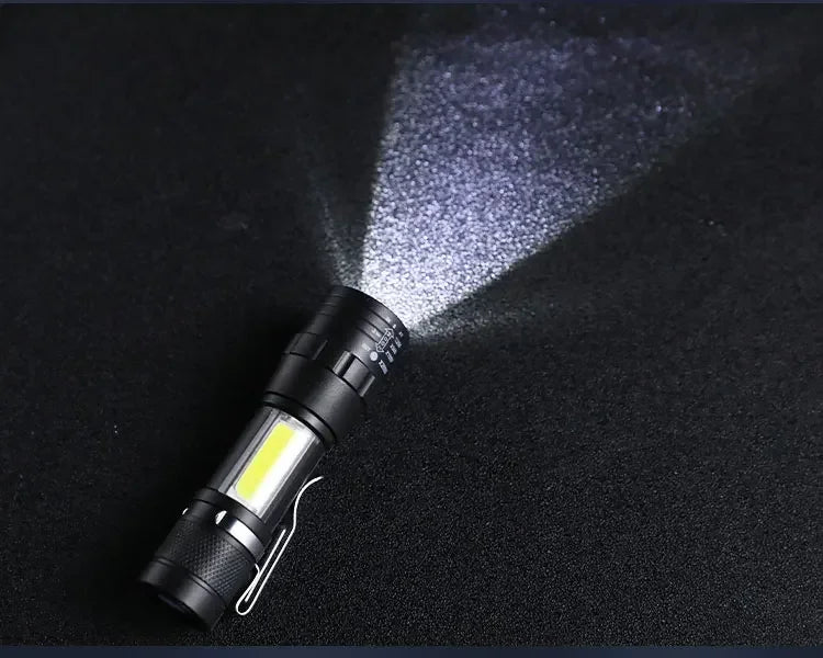 USB Rechargeable Mini Zoomable Flashlight – COB+XPE 3-Mode Torch in Single & Multi-Packs