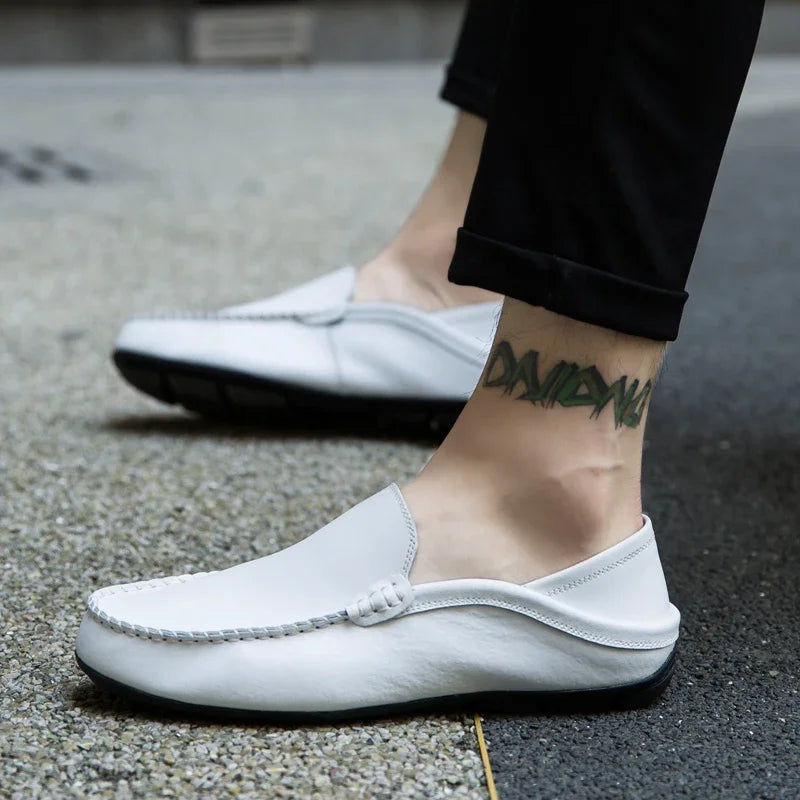 Men's Cow Leather Slip-On Boat Loafers