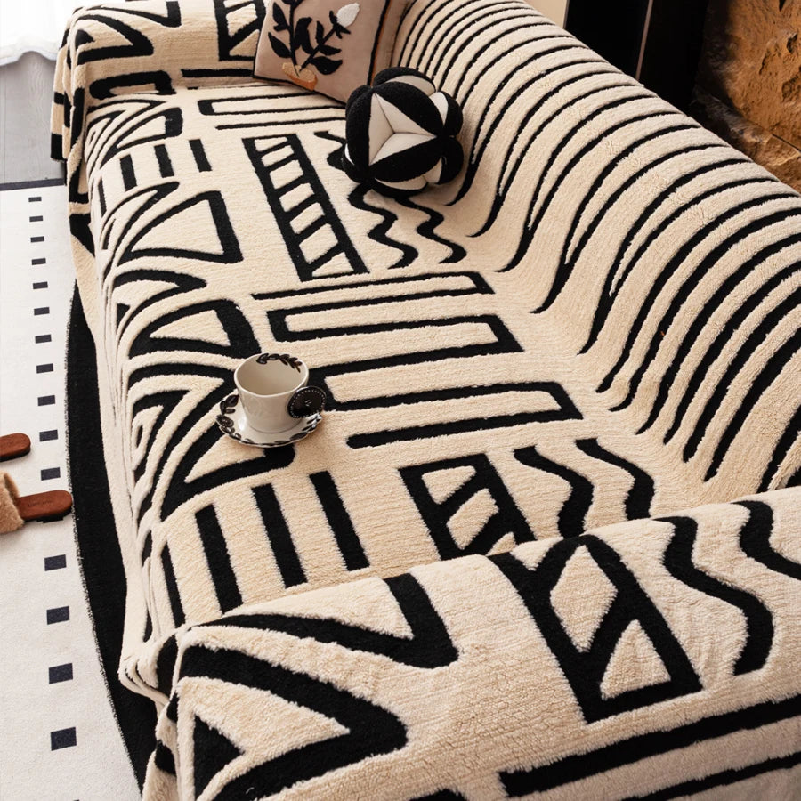 Bohemian Vintage Sofa Protector – Anti-Slip Interlaced Sofa Blanket, Pet-Friendly Luxury Cover