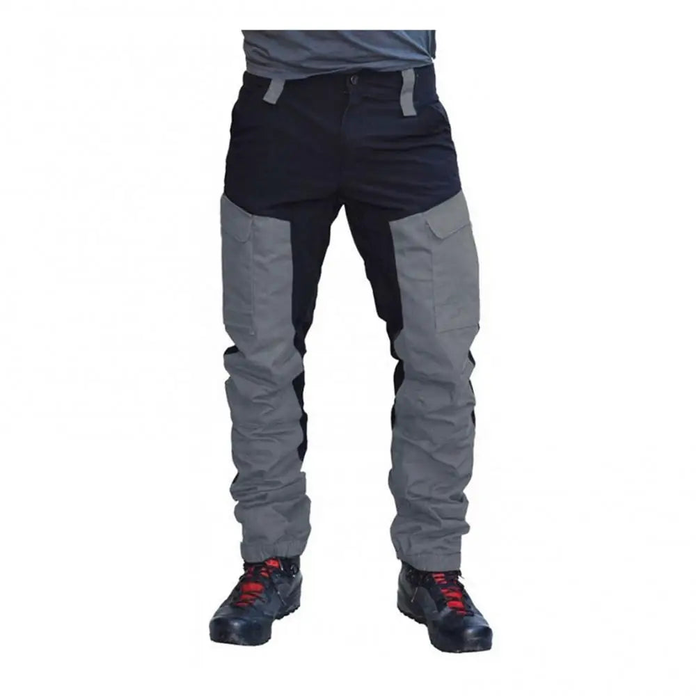 Men's Color-Block Cargo Pants with Multiple Pockets