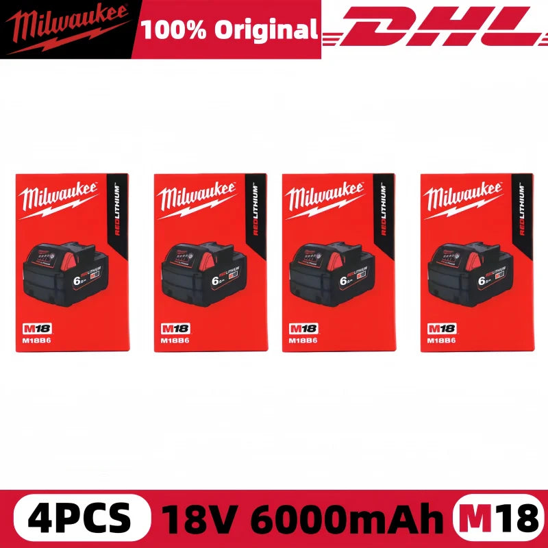 Milwaukee M18 6Ah Replacement Battery – 18V Lithium-Ion Rechargeable for M18 Cordless Power Tools