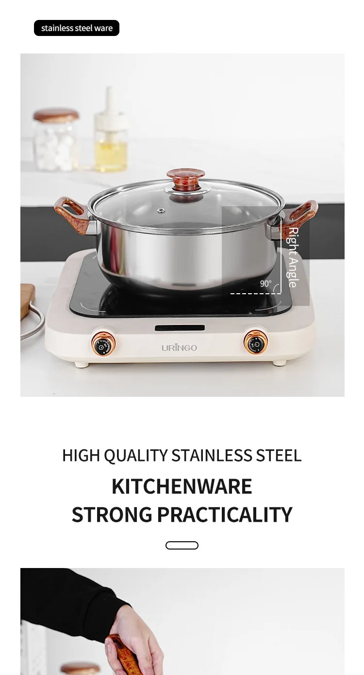 12-Piece Nonstick Pot Set – Light Grey with 6 Glass Lids