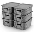 6-Pack Plastic Woven Storage Organizer Baskets — Kitchen & Sundry Boxes