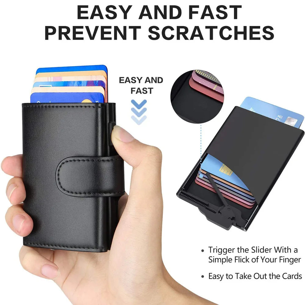 RFID Microfiber Leather Men's Trifold Wallet – Slim Card Holder with Coin Pocket