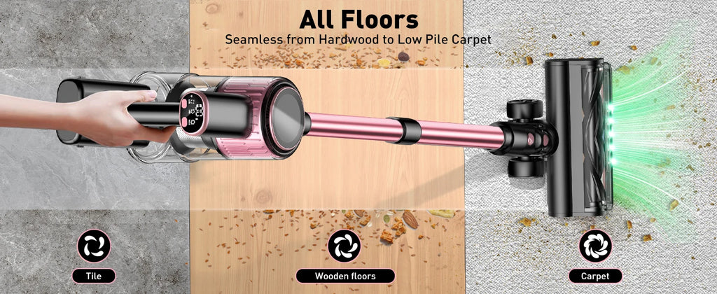 Cordless Vacuum Cleaner — 55Kpa / 500W / 45-Min Runtime, 10-in-1 Powerful Stick Vacuum for Home, Pet Hair, Hard Floor & Carpet