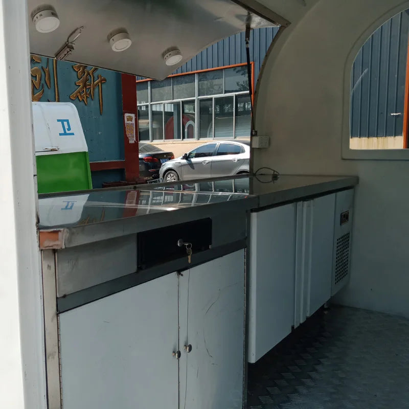 Full-Size Coffee & Ice Cream Vending Cart — Electric Food Trailer for Street Vending