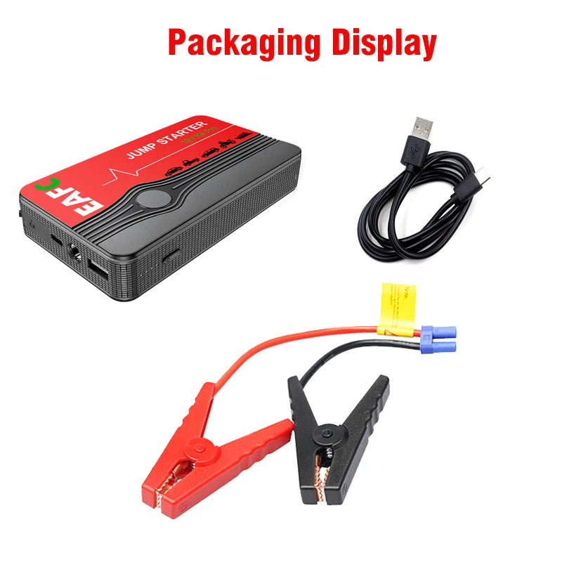 EAFC Portable Car Jump Starter — 600A–2000A Peak, 12V Battery Booster & Power Bank with LED Light