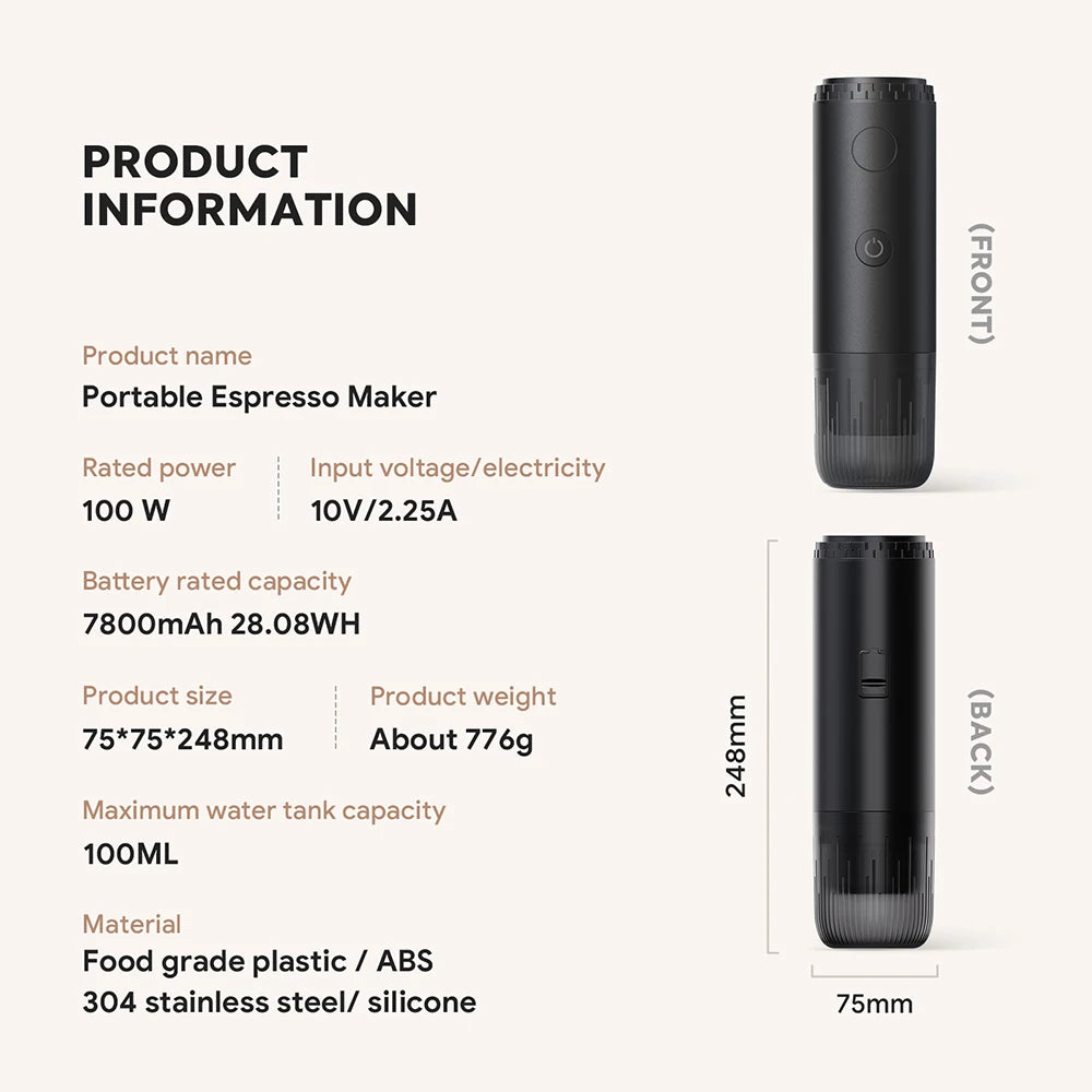 Espresso on the Go — 2-in-1 Portable Capsule & Powder Coffee Maker | USB-Powered, Nespresso & Dolce Gusto Compatible