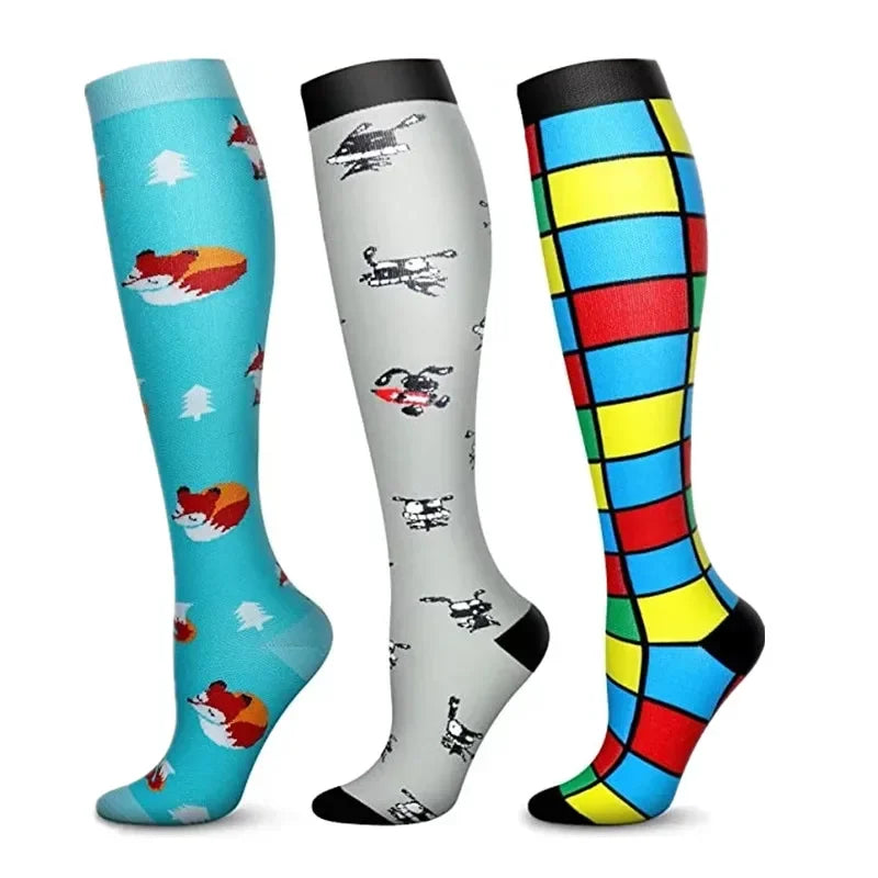 Knee High Compression Socks 20-30mmHg – 3 Pairs for Diabetes, Varicose Veins, Edema, Nurse & Running