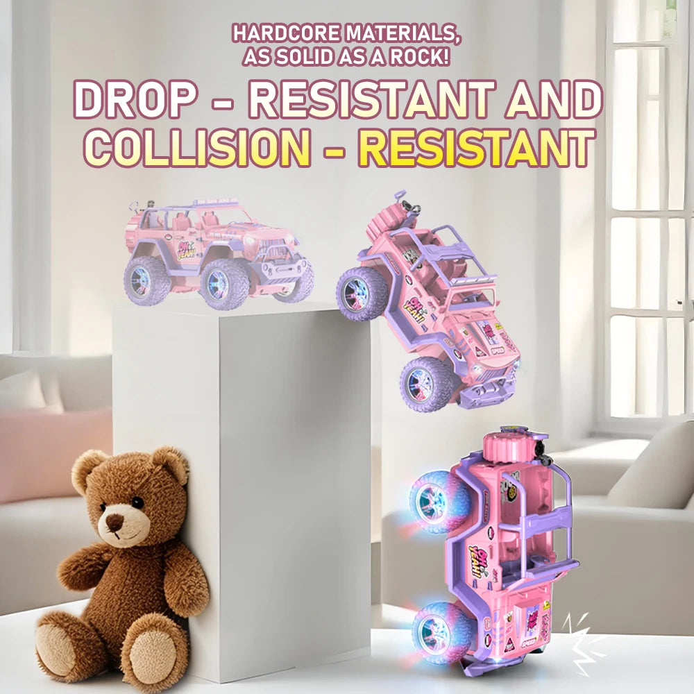 1:16 Pink remote control car DIY stickers music light spray off-road toy car Christmas gift