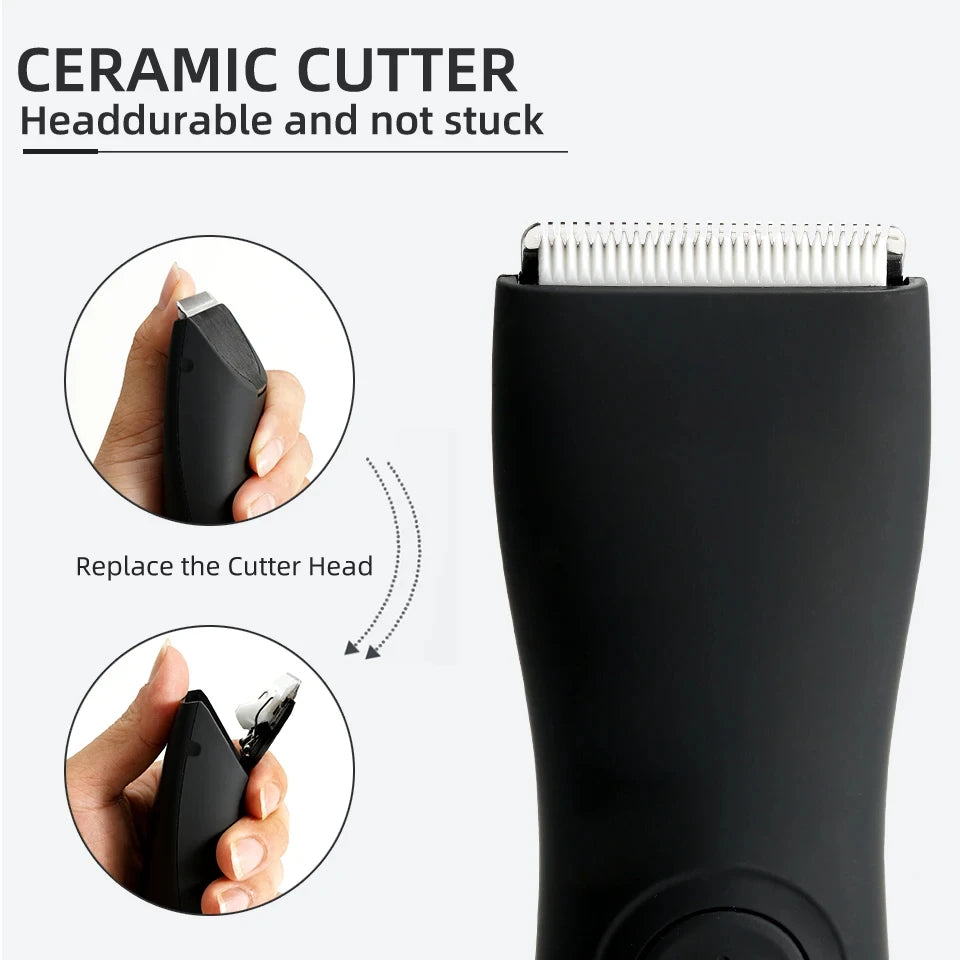 Full Body Hair Trimmer – Waterproof, Ceramic & Steel Blades, Bikini & Groin Safe, USB Rechargeable
