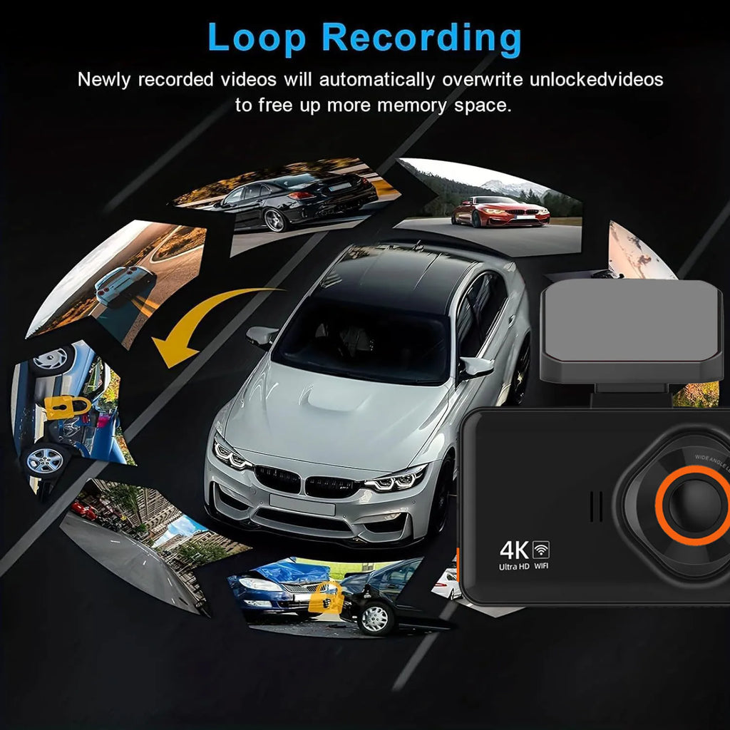 UHD 4K+2.5K Dual Lens Dash Cam – WiFi, GPS, WDR Night Vision, Mini Car DVR Black Box