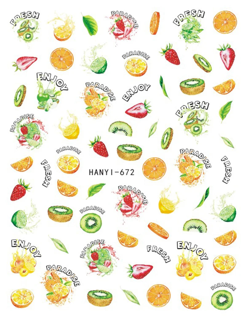 3D Summer Tropical Nail Art Sticker Decals — Palms, Butterflies & Flowers