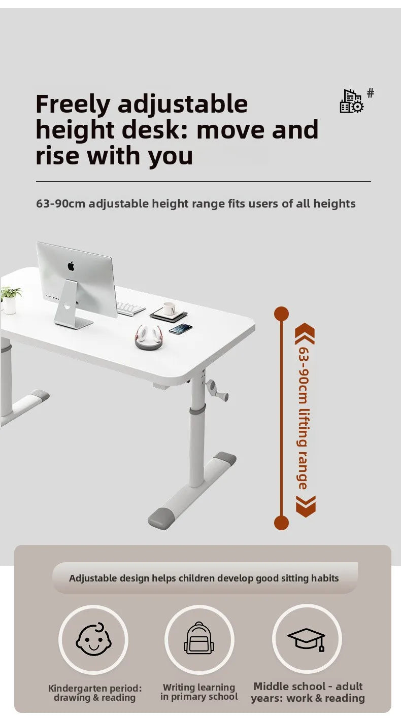 Hand Crank Adjustable Height Desk Computer Desk & Office  Ergonomic Study Table Home Office Writing Gaming Desk for Kids Adults