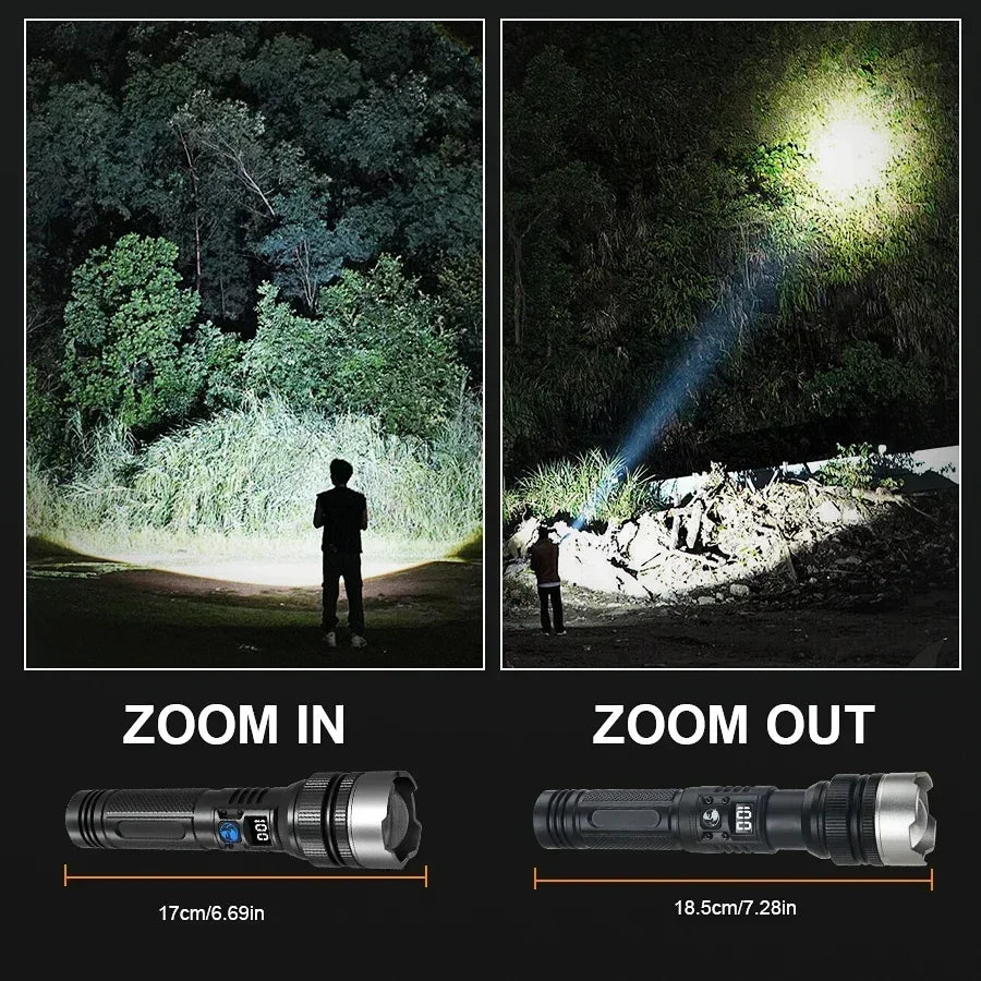 100000LM Super Bright Rechargeable LED Flashlight – Long Range Waterproof Camping Torch