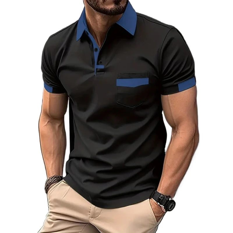 Men's Short Sleeve Polo Shirt with Pocket — Classic Casual Polo