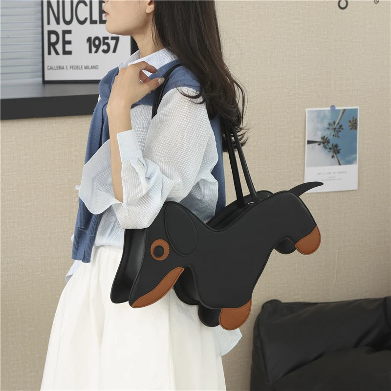 Sausage Dog Novelty TPU Tote Bag – Cute Doll Top Handle Shoulder Bag for Women
