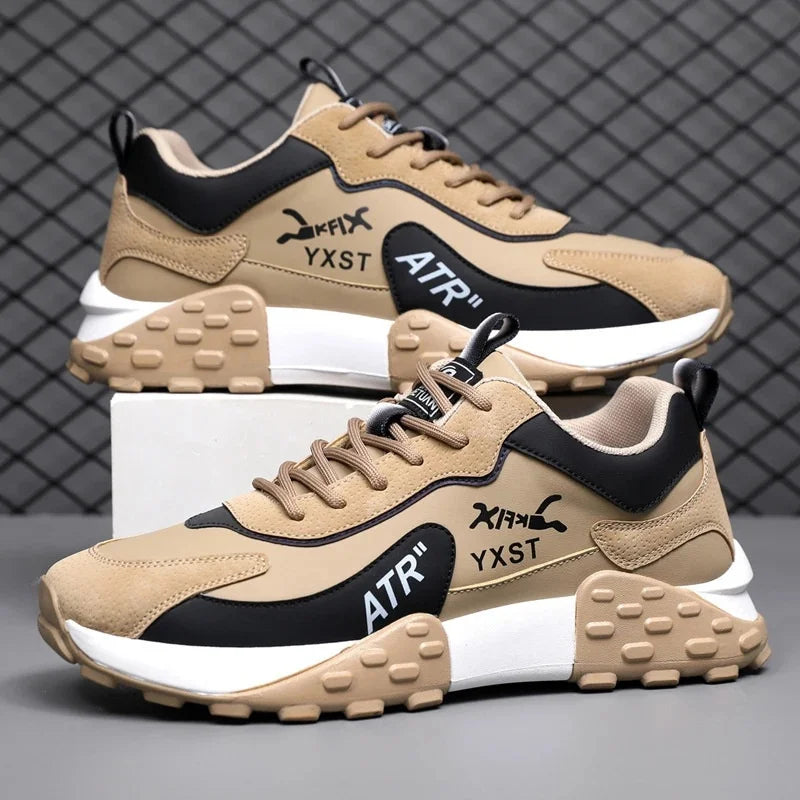 Men's Breathable Faux Leather Lace-Up Sneakers