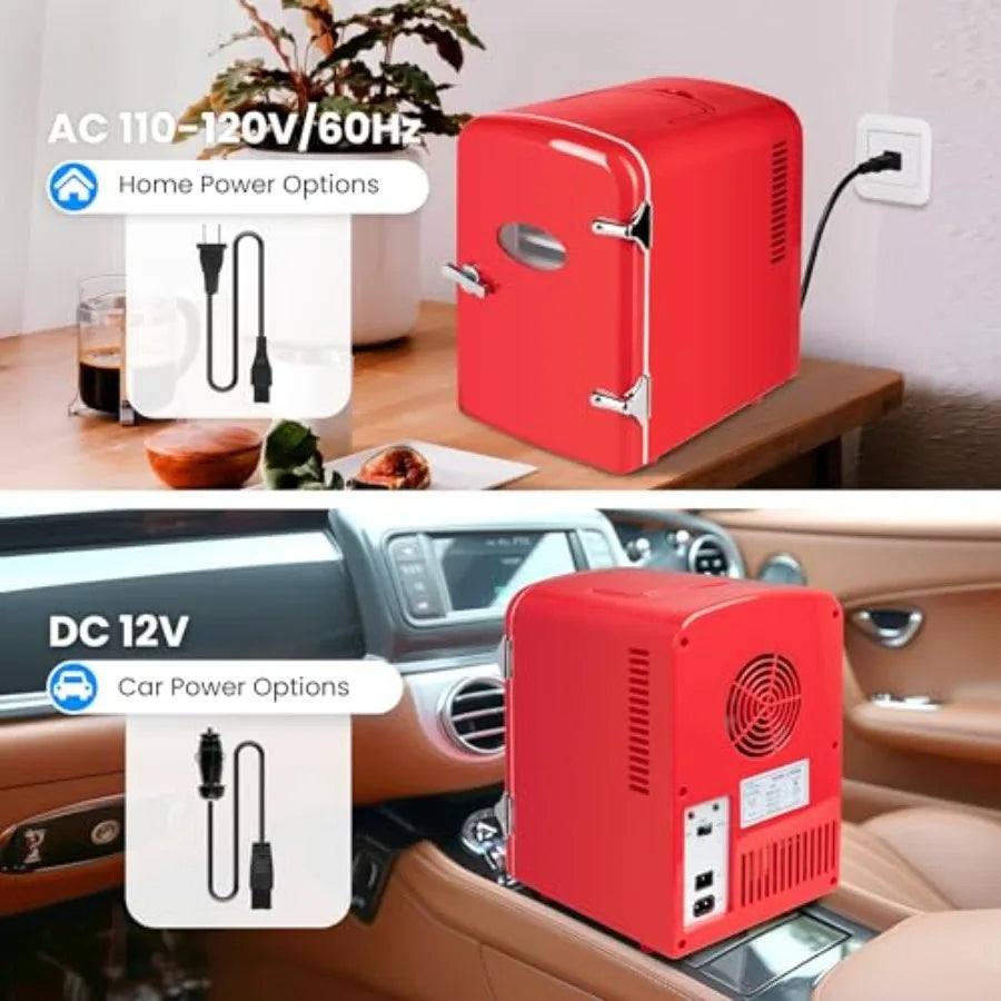 Portable Mini Fridge — 4 Liter 6 Can Cooler & Warmer with Observation Window, 100% Freon-Free & Eco-Friendly Compact Refrigerator