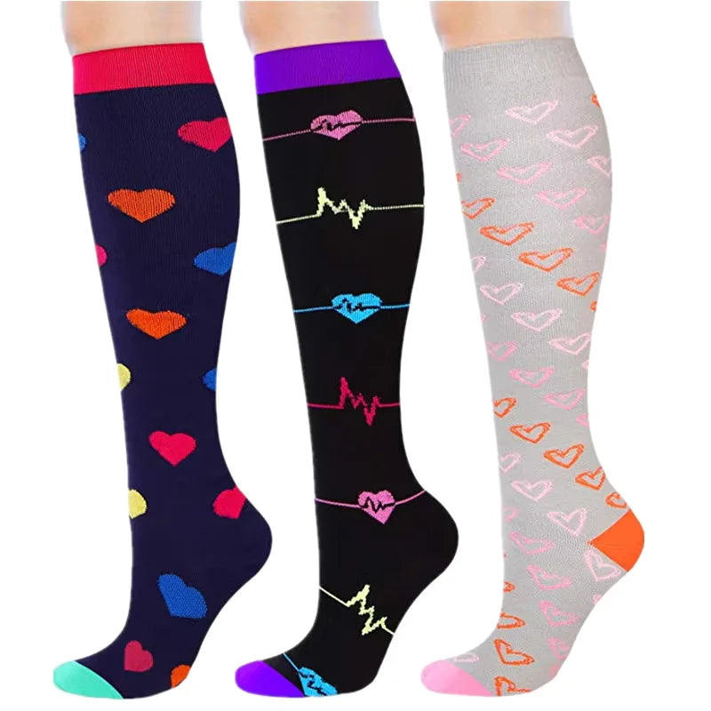 Knee High Compression Socks 20-30mmHg – 3 Pairs for Diabetes, Varicose Veins, Edema, Nurse & Running