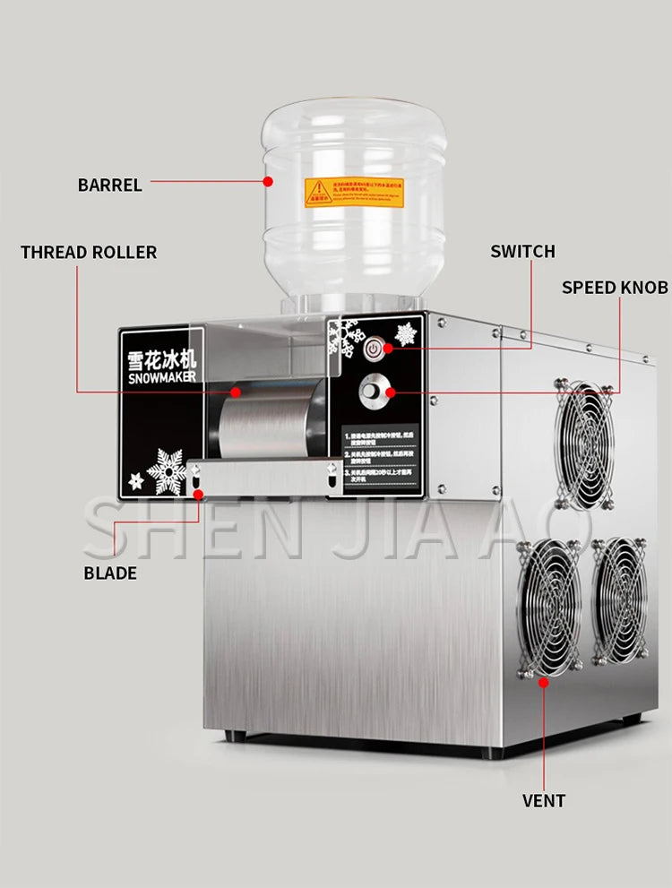 Mini Snow Ice Shaver Machine – 60KG/24h Snowflake Bingsu Maker 110V/220V