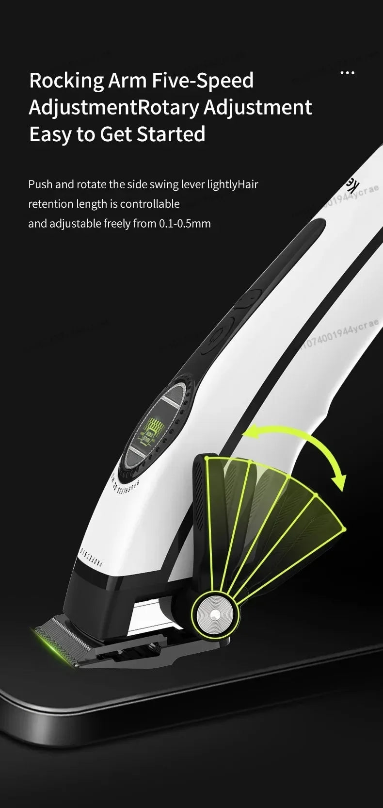 Kemei KM-1593 / KM-1595 Brushless Hair Clipper – DLC Blade, 8000 RPM, 200-Min Runtime, USB-C