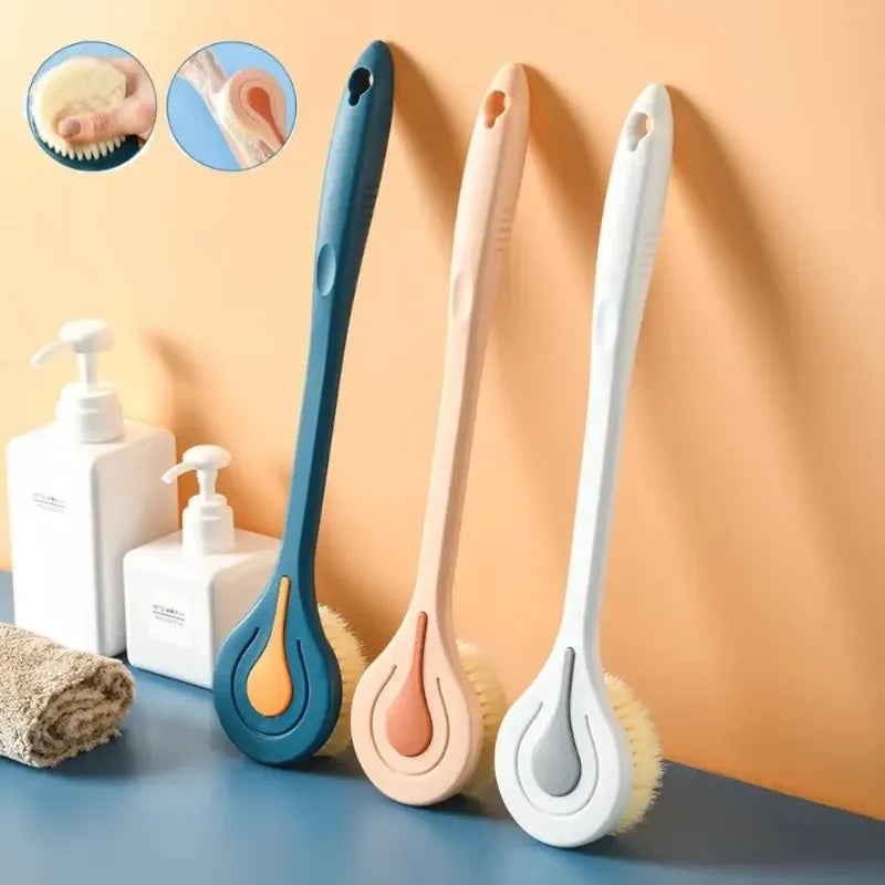 Long Handle Soft Hair Bath Brush – Back Ball Scrubber & Mud Massage Shower Body Brush