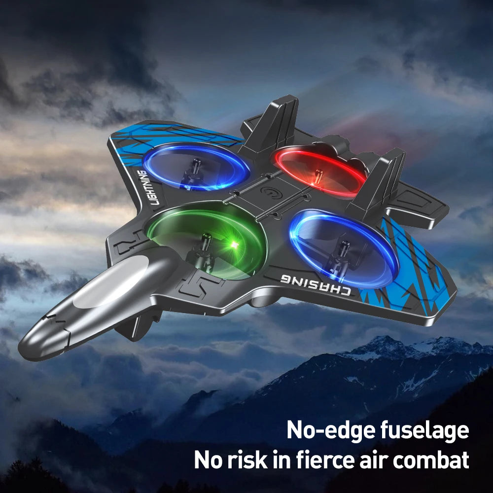 E72 Foam Stunt Drone Fighter – 2.4G Fixed Height Hover RC Aircraft with LED Lights & 360° Flip