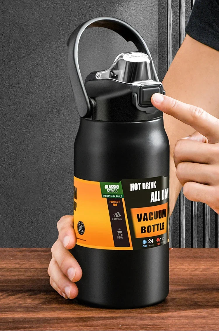 Insulated Stainless Steel Water Bottle with Pop-Up Straw – Double-Wall Vacuum, 24Hr Cold/8Hr Hot, 800ml–1500ml, 9 Colors