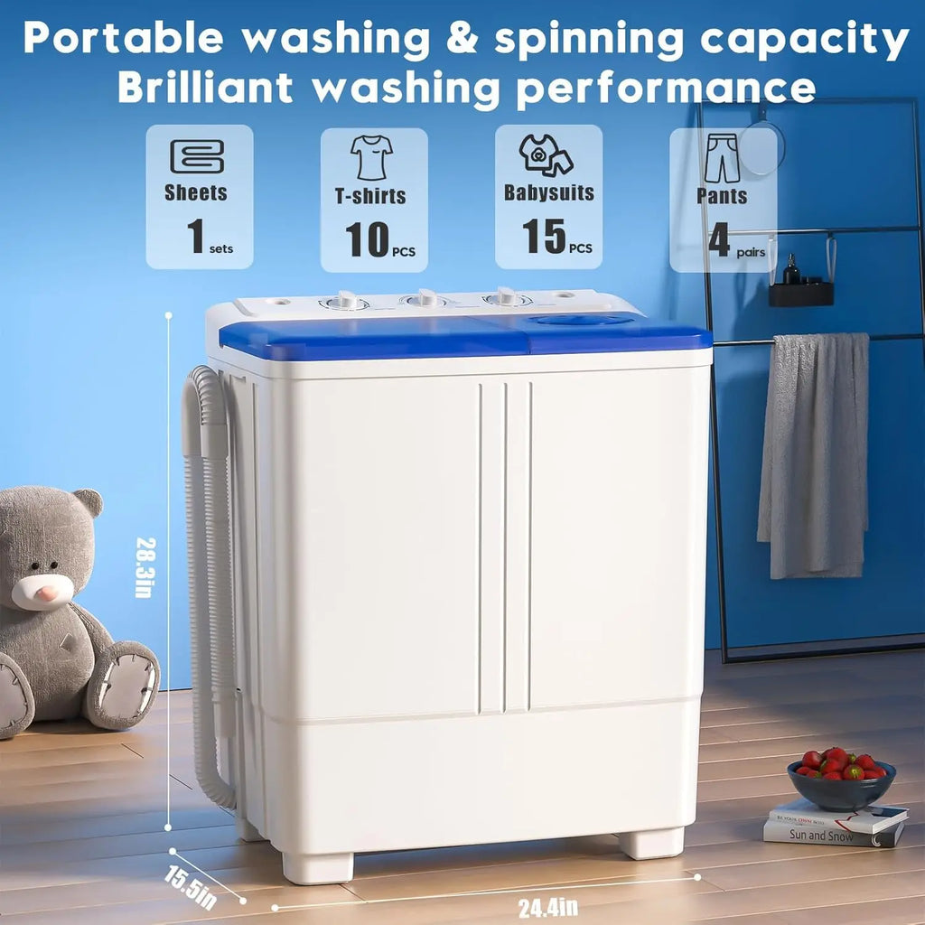 Portable Washer and Dryer Combo, 20 Lbs Twin Tub Washing Machine, 1.5 Cu.Ft Compact Clothes Dryer, Portable Washing, Customized