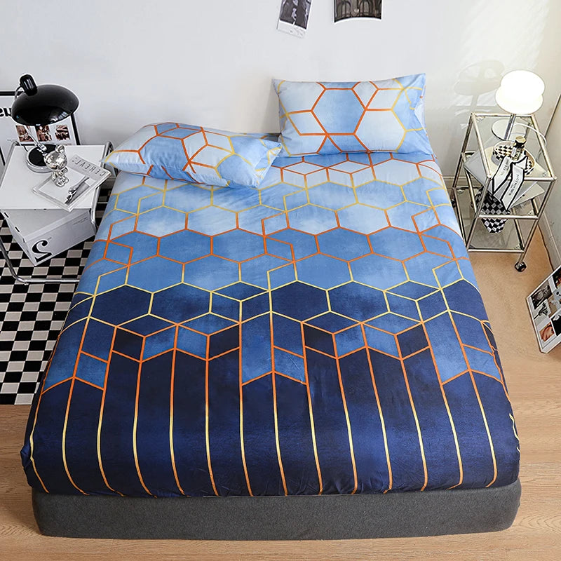 Printed Fitted Bedsheet – Super Soft Mattress Protector, Queen & King, No Pillowcase